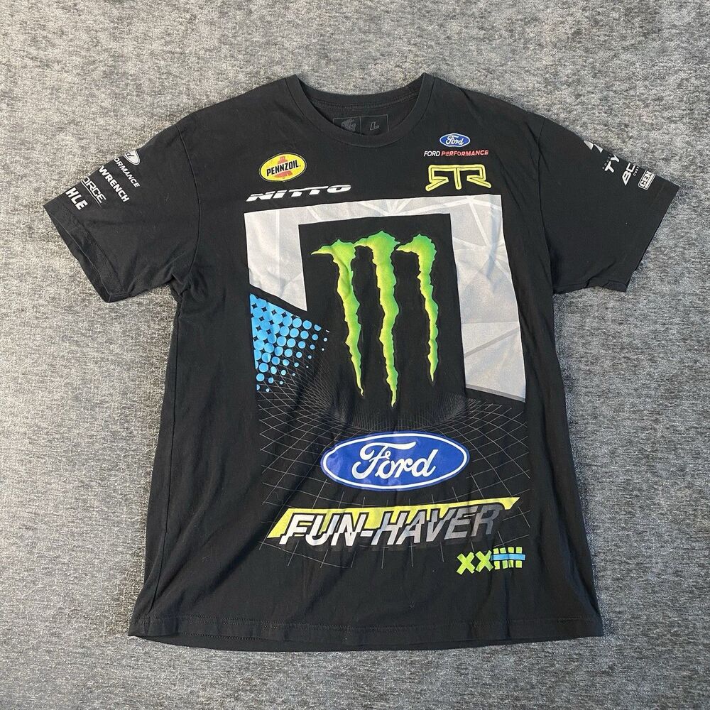 Vaughn Gittin Jr Monster Energy T-Shirt Mens Ford Racing Black Large